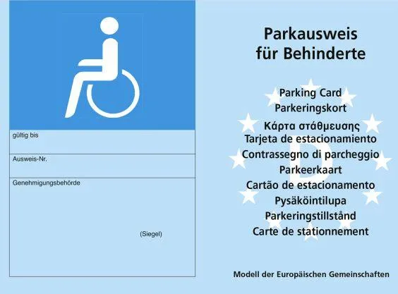 Parkausweis und Behindertenparkplatz