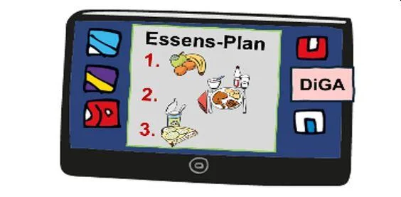 Ein Handy mit einem Bild auf dem Bildschirm, darauf steht "Essens-Plan".